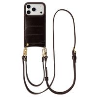 Selencia Nova coque arrière en cuir véritable avec porte-cartes Apple iPhone 17 Pro Max - Dark Chocolate