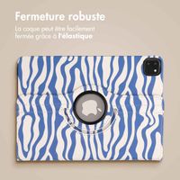 imoshion Coque tablette Design rotatif à 360° Apple iPad Pro 11 (2022 / 2021 / 2020 / 2018) - White Blue Stripes