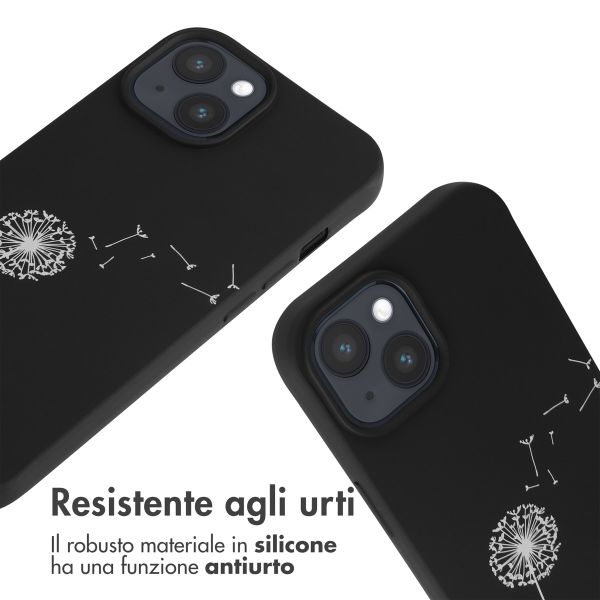 imoshion Coque design en silicone avec cordon Apple iPhone 15 - Dandelion Black