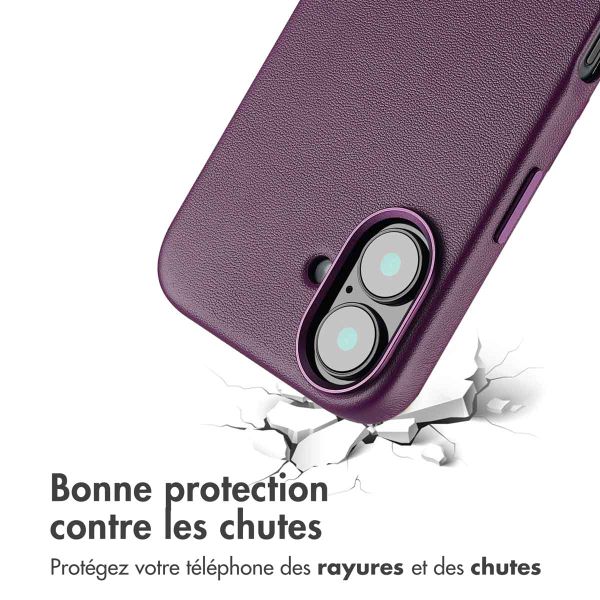 Accezz Coque arrière en cuir avec MagSafe iPhone 16 - Heath Purple