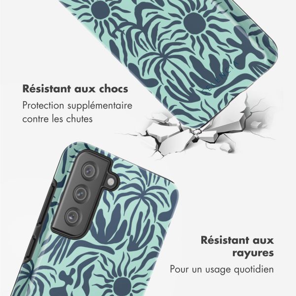 Selencia Coque arrière Vivid Samsung Galaxy S21 FE - Tropical Vibes Light Blue
