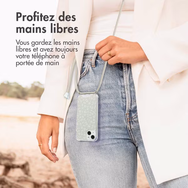 imoshion Coque Design avec cordon Apple iPhone 13 - Smoke Green Flowers