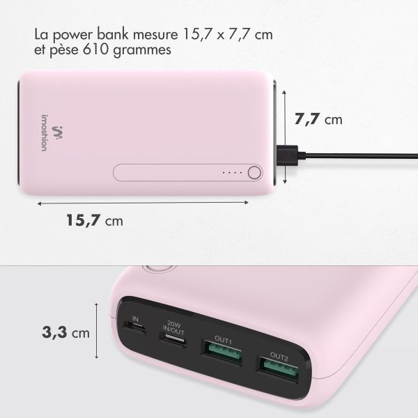 imoshion Batterie externe - 27.000 mAh - Quick Charge et Power Delivery - Rose