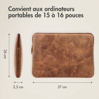 Accezz Pochette ordinateur Leather avec fermeture éclair 15-16 pouces - Cognac