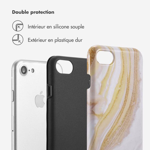 Selencia Coque arrière Vivid Apple iPhone SE (2022 / 2020) / 8 / 7 / 6(s) - Chic Marble Gold