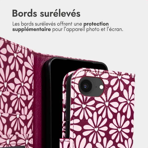 imoshion Étui de télephone portefeuille Design Apple iPhone 17e / 16e - Bloom Love Blush