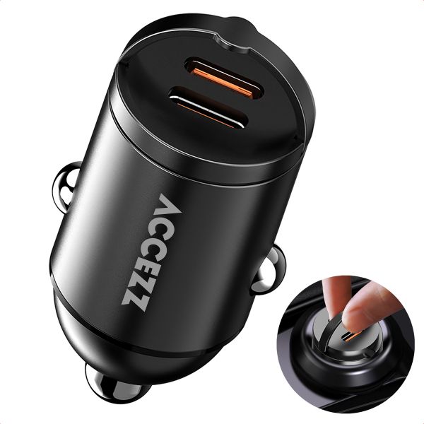 Accezz Chargeur de voiture | Chargeur rapide avec 2 ports - 2x USB-C 65 watts - Noir