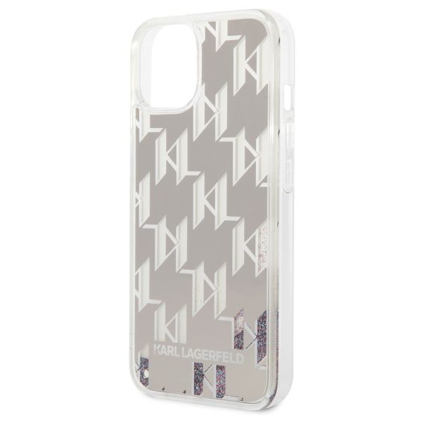 Karl Lagerfeld Coque arrière Liquid Glitter Monogram iPhone 14 - Argent