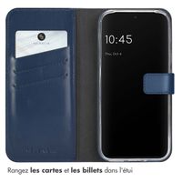 Selencia Étui de téléphone portefeuille en cuir véritable Google Pixel 9 / 9 Pro - Bleu