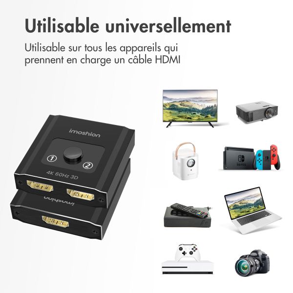 imoshion HDMI switch - 2-en-1 sortie / 1-en-2 sortie - 4K 60Hz 3D