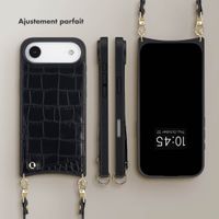 Selencia Coque de télephone Nova Croco avec cordon et porte-cartes Apple iPhone Air - Noir