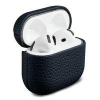 Accezz Coque en Cuir véritable Apple AirPods 4 - Bleu foncé