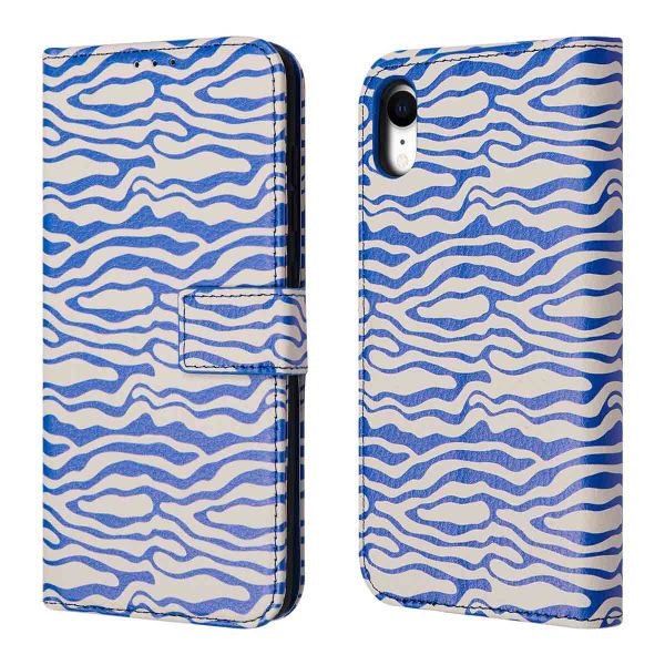 imoshion ﻿Étui de téléphone portefeuille Design iPhone Xr - White Blue Stripes