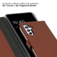 Selencia Étui portefeuille en cuir véritable Samsung Galaxy A54 (5G) - Marron clair