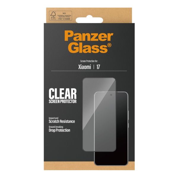 PanzerGlass Protection d'écran Ultra-Wide Fit Anti-bactérienne avec applicateur Xiaomi 17