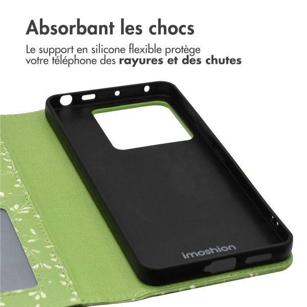 imoshion Étui de télephone portefeuille Design Xiaomi Redmi Note 13 Pro (5G) / Poco X6 - Green Flowers