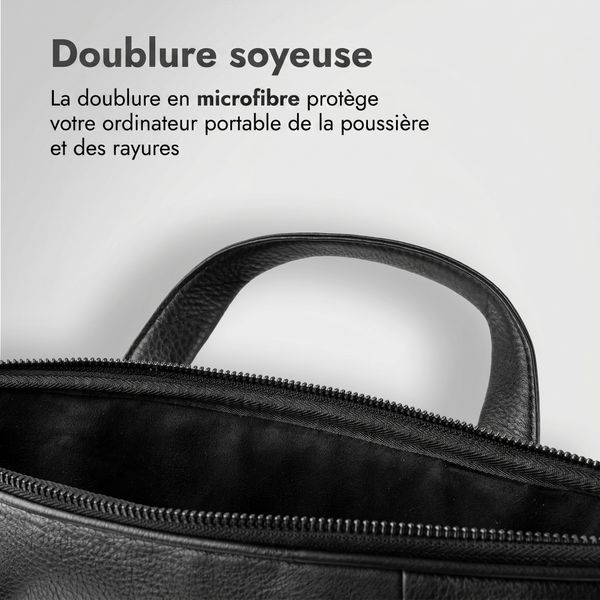 Accezz Leather Sac ordinateur 16 pouces - Noir