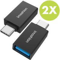 imoshion 2x Adaptateur USB-C (mâle) vers USB-A 3.1 (femelle) - OTG - Noir