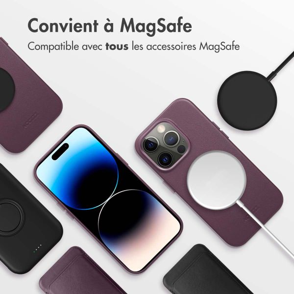 Accezz Coque arrière en cuir avec MagSafe Apple iPhone 14 Pro - Heath Purple