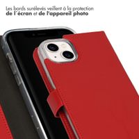 Selencia Étui de téléphone portefeuille en cuir véritable iPhone 14 Plus - Rouge