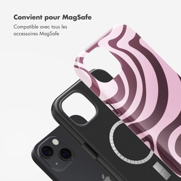 Selencia Coque arrière Vivid Tough avec MagSafe iPhone 13 - Wavy Swirl Pink Plum