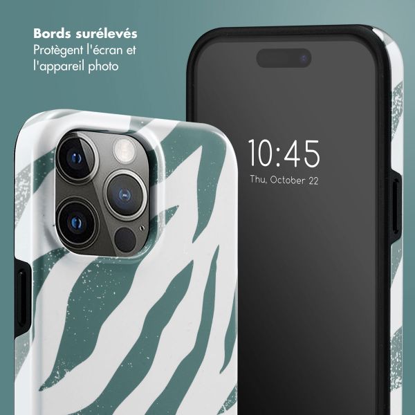 Selencia Coque arrière Vivid Apple iPhone 15 Pro Max - Colorful Zebra Pine Blue