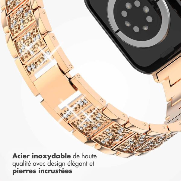 Selencia Bracelet à maillons scintillants Apple Watch Series 1 t/m 9 / SE (38/40/41 mm) | Series 10 / 11 (42 mm) - Rose Doré