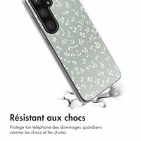 imoshion Coque design pour Samsung Galaxy S25 - Smoke Green Flowers