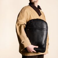 Accezz Leather Sac à dos ordinateur 16 pouces - Noir