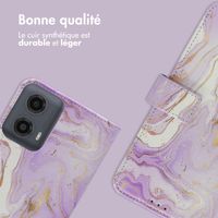 imoshion Étui de télephone portefeuille Design Motorola Moto G34 - Purple Marble