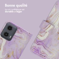 imoshion Étui de téléphone portefeuille Design Motorola Moto G34 - Purple Marble