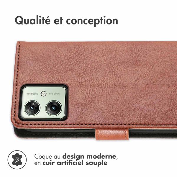 imoshion Étui de téléphone portefeuille Luxe Motorola Moto G54 - Brun