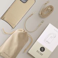 Selencia Coque arrière avec cordon et porte-cartes Nova iPhone 16 Pro Max - Beige