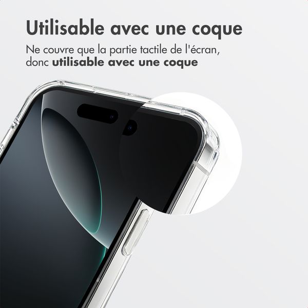 Accezz Protection d’écran en verre trempé avec filtre de confidentialité + Applicateur Apple iPhone 16 Pro