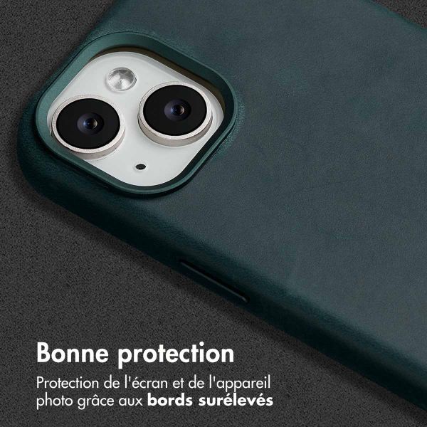 Accezz Coque MagSafe en cuir vintage Apple iPhone 15 - Smokey Green