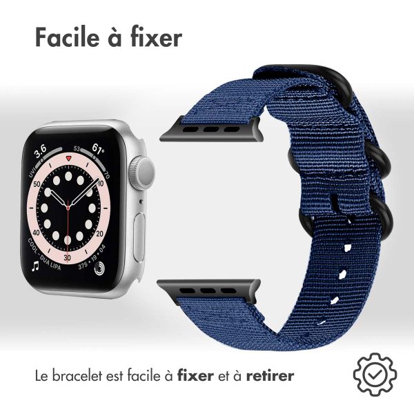 imoshion Bracelet en nylon Apple Watch Series 1-9 / SE - 38/40/41 mm / Series 10 - 42 mm - Bleu foncé