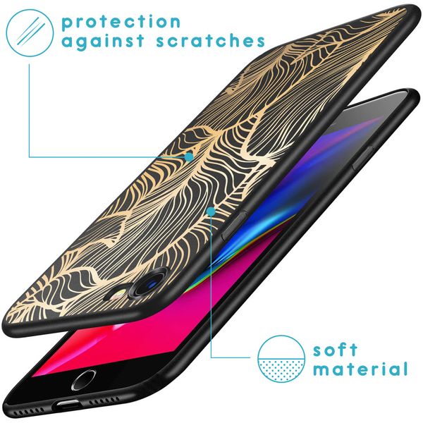 imoshion Coque Design iPhone SE (2022 / 2020) / 8 / 7 - Feuilles / Noir