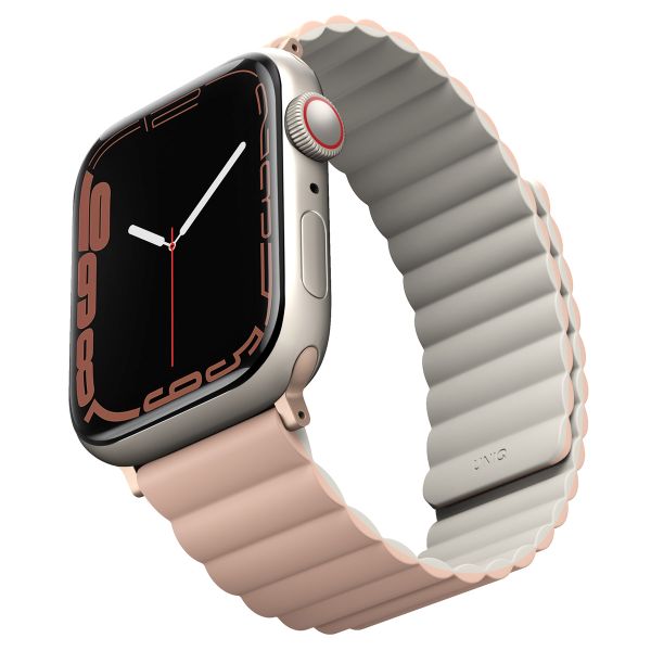Uniq Bracelet Revix réversible Apple Watch Series 1 t/m 9 / SE (38/40/41 mm) | Series 10 / 11 (42 mm) - Blush Pink / Beige