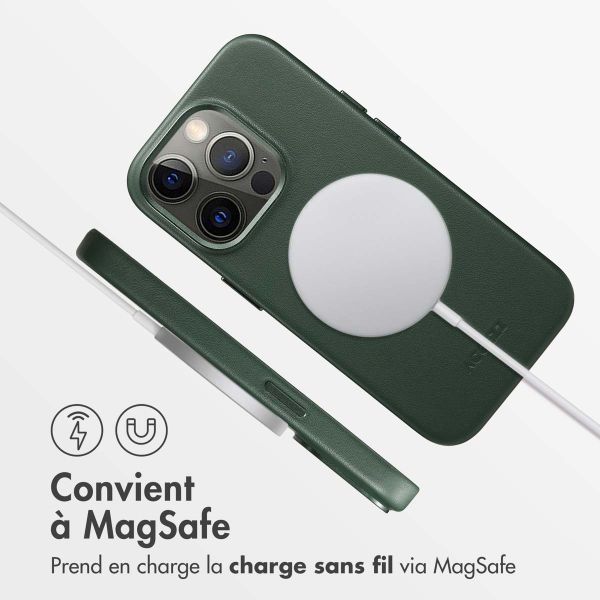 Accezz Coque arrière en cuir avec MagSafe iPhone 13 Pro - Cedar Green