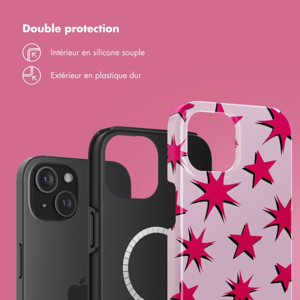 Selencia Coque arrière Vivid Tough avec MagSafe iPhone 15 - Stars Rubine Red Light Pink