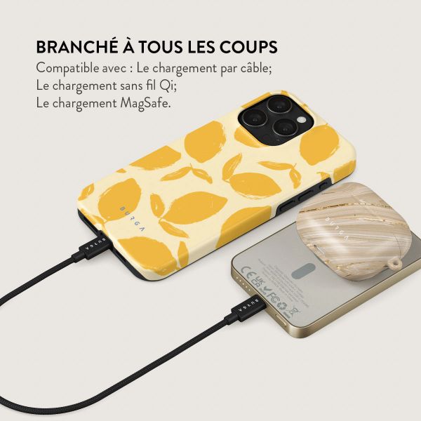 Burga Powerbank magnétique 5 000 mAh - MagSafe et Qi2 - Lemon Tart / Or