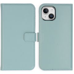 Selencia Étui de téléphone portefeuille en cuir véritable iPhone 15 - Air Blue