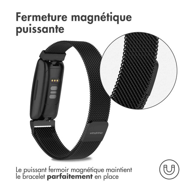 imoshion Bracelet magnétique milanais Fitbit Inspire - Taille S - Noir