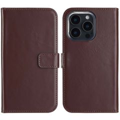 Selencia Étui portefeuille en cuir véritable Apple iPhone 16 Pro - Marron