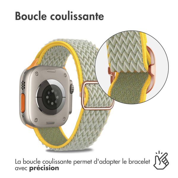 imoshion Bande élastique en nylon Apple Watch Series 1-10 / SE / Ultra (2) - 42/44/45/46/49 mm - ﻿Vert clair