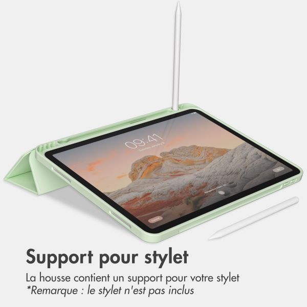 Accezz Étui de téléphone portefeuille Smart Silicone iPad Air 11 pouces (2024) M2 / Air 5 (2022) / iPad Air 4 (2020) - Vert clair