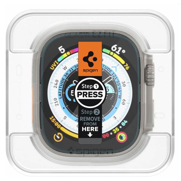 Spigen Protection d'écran EZ FIT Glas.tR avec applicateur Apple Watch Ultra (2) - 49 mm - Transparent