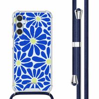 imoshion Coque Design avec cordon Samsung Galaxy A15 (5G/4G) - Cobalt Blue Flowers Connect