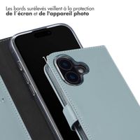 Selencia Étui de téléphone portefeuille en cuir véritable iPhone 16 - Air Blue