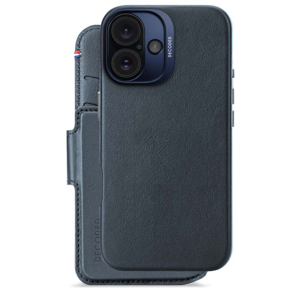 Decoded Portefeuille détachable 2 en 1 en cuir MagSafe Apple iPhone 16 - Navy